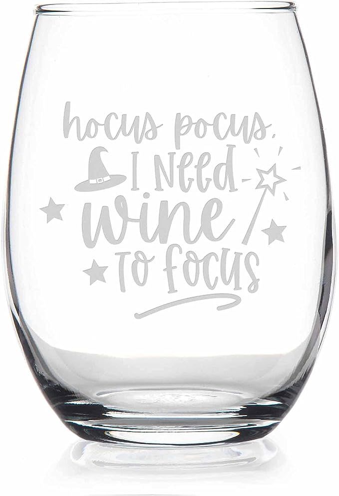 Hocus Pocus Need Wine To Focus Stemless Wine Glass - Fall Decor, Fall Wine Glass | Amazon (US)