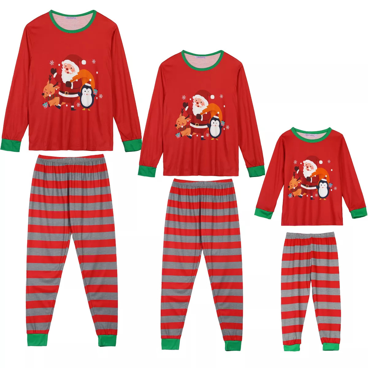 cheibear Christmas Matching Long Sleeve Striped Pants Snowman Tee Family Pajama Set | Target