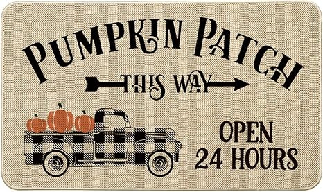 Artoid Mode Pumpkin Patch Watercolor Buffalo Plaid Truck Decorative Doormat, Seasonal Fall Harves... | Amazon (US)
