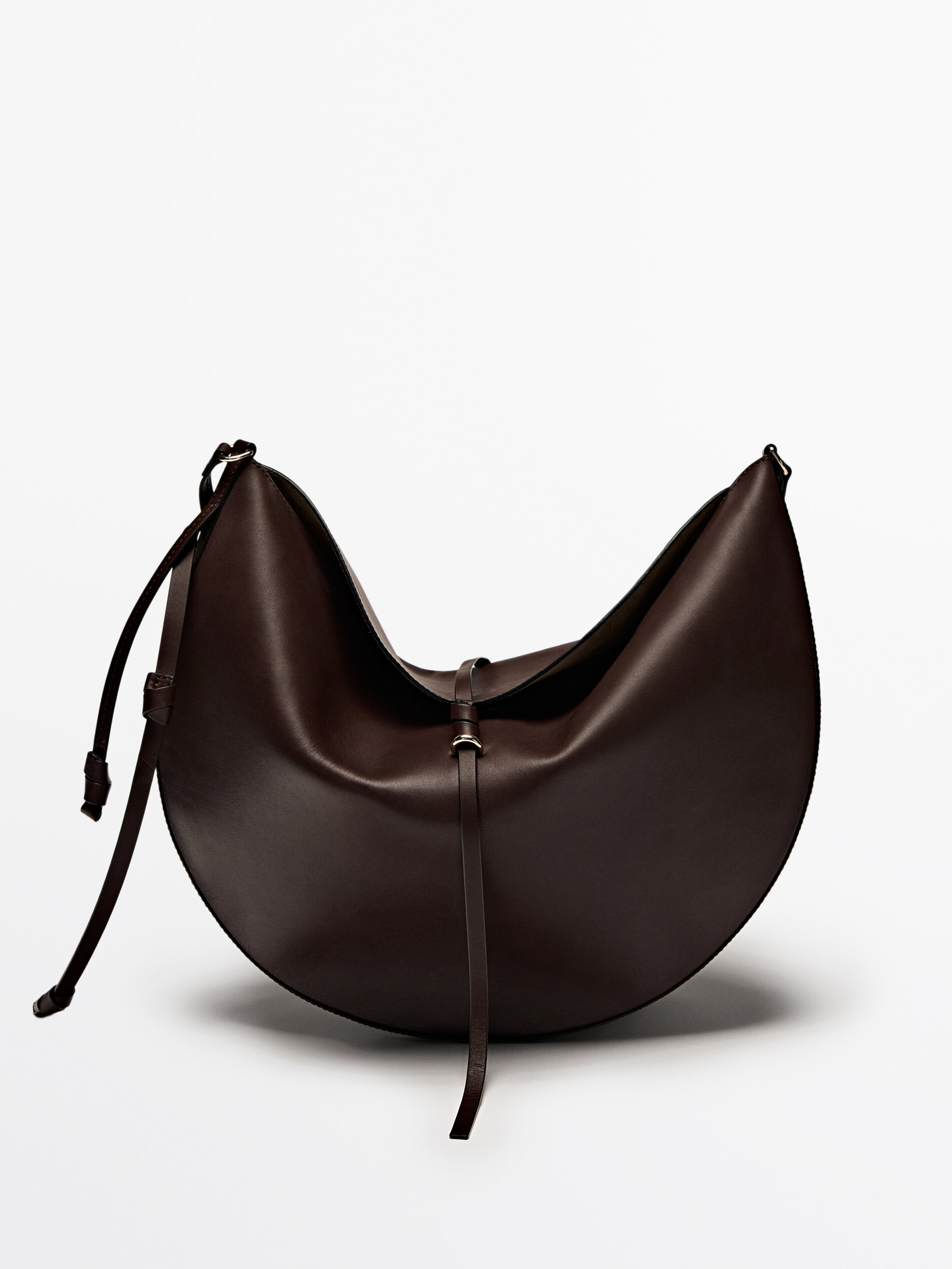 Nappa leather half moon bag | Massimo Dutti US