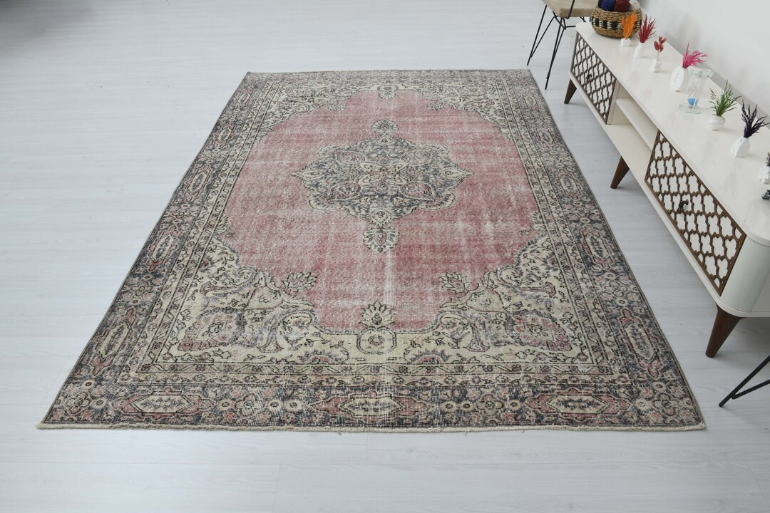 Pale Pink Rug,6x9 Rug,vintage Area Rug,handmade Rug,oushak Area Rug,6x9 Turkey Rug,soft Vintage R... | Etsy (US)