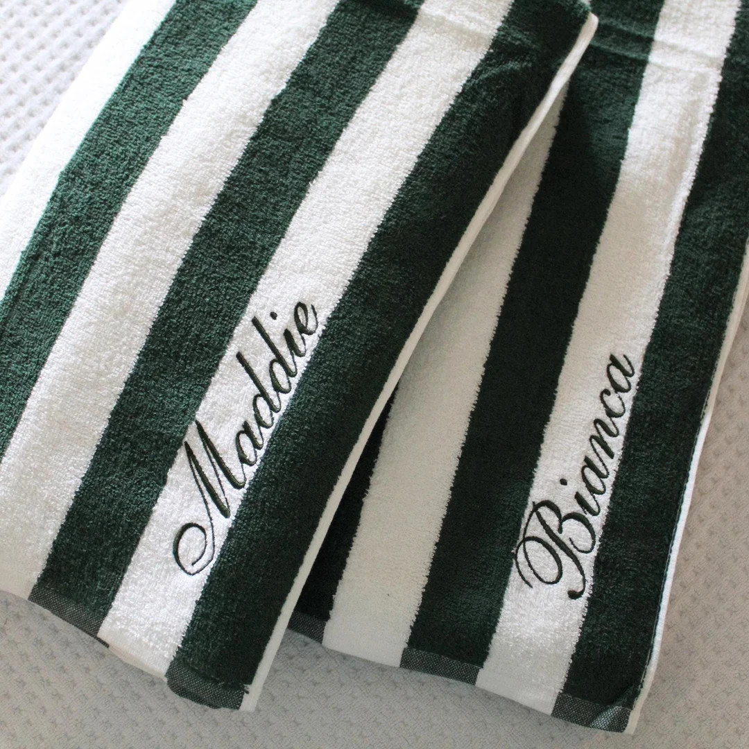Cabana Stripe Beach Towel | Custom Towel | Personalized Beach Towel | Personalized Gifts | Monogr... | Etsy (US)
