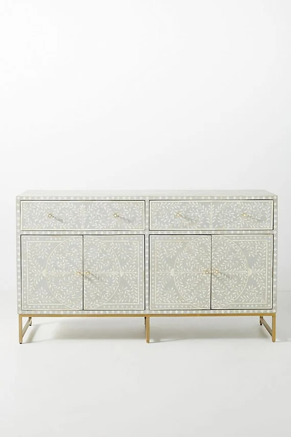 Bone Inlay Scroll Vine Design Buffet Table Grey, Bone Inlay Scroll Vine Cabinet Table, Bone Inlay... | Etsy (US)