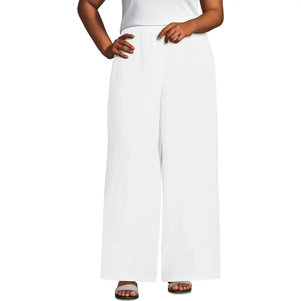 Lands' End Linen High Rise Palazzo Pants in White at Nordstrom, Size 1 X | Nordstrom