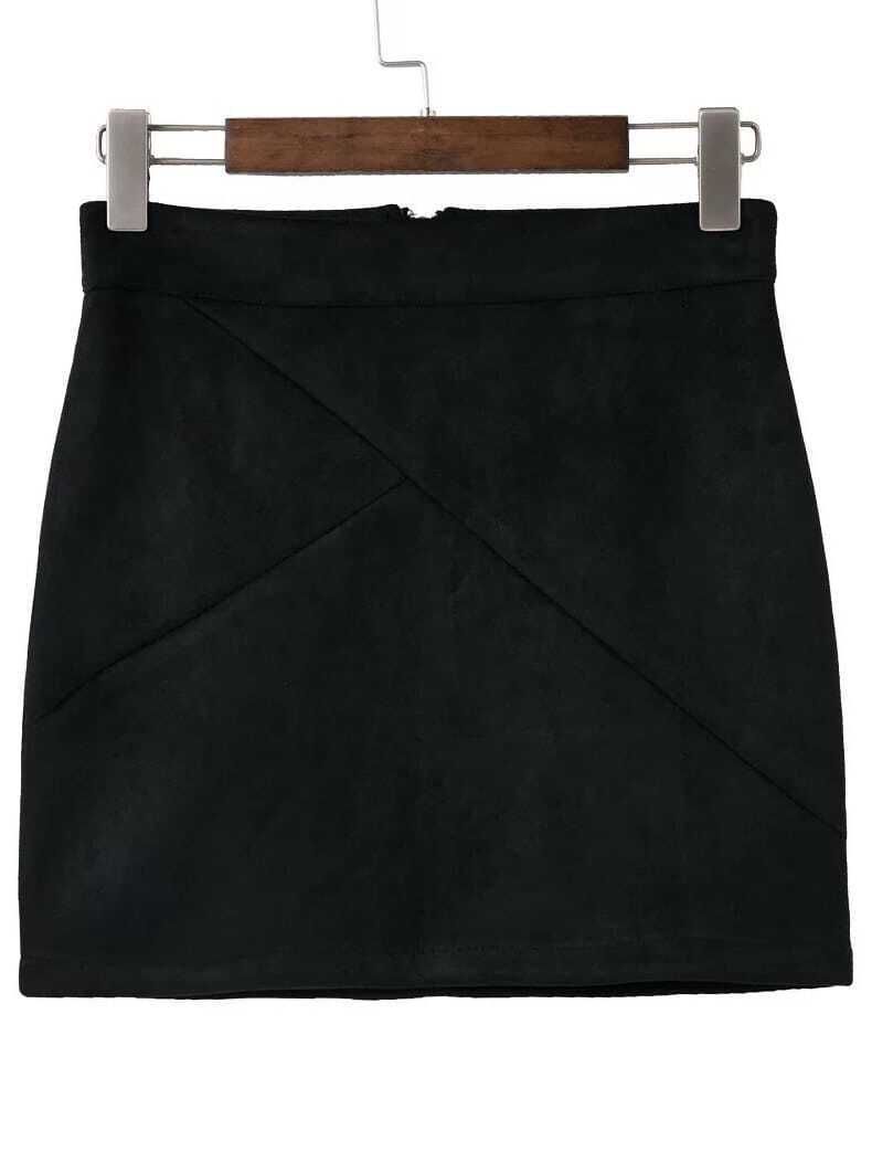 Black Zipper Back Mini Skirt | Romwe