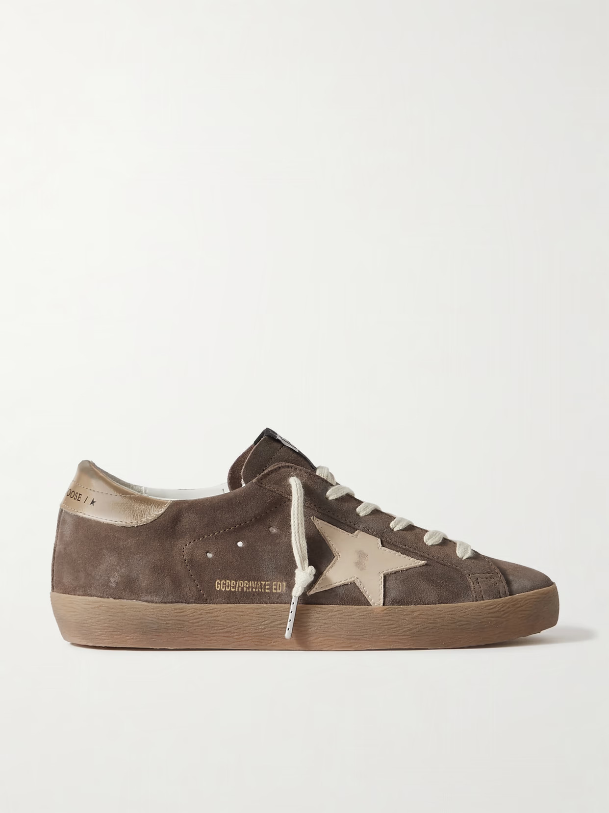 Golden Goose - Super-star Distressed Leather-trimmed Suede Sneakers - Brown | NET-A-PORTER (US)