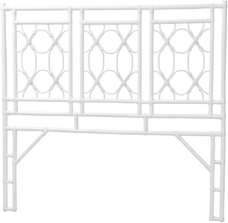 Pemberly Row Bohemian White Rattan Queen Size Standalone Headboard | Amazon (US)