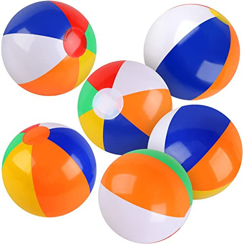 Rindion 6 Pack Beach Balls, 10 Inch Beach Balls for Kids, Rainbow Color Pool Toys Pool Balls for Swimming Pool, Beach Toys Inflatable Ball for Summer Parties and Water Games | Amazon (US)