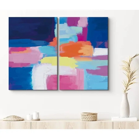 PixonSign Canvas Print Wall Art Set Neon Pastel Colorblocks Geometric Shapes Illustrations Modern Ar | Walmart (US)