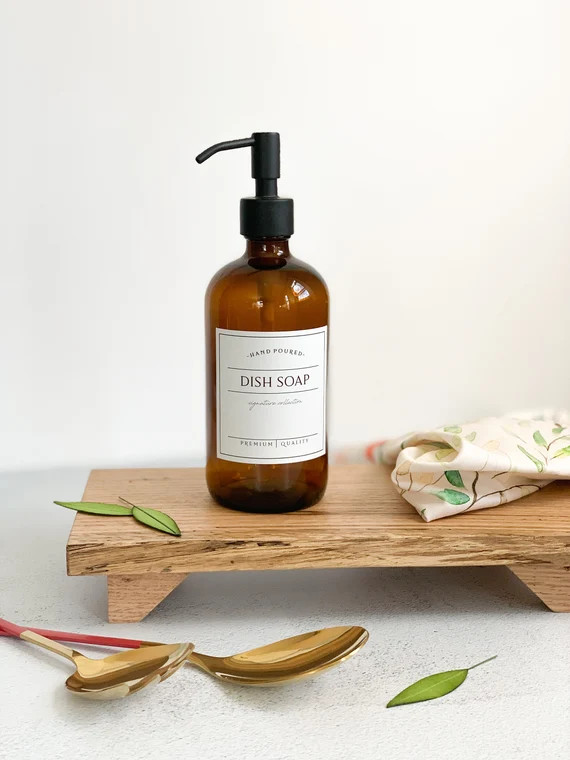 16oz Glass Soap Dispenser, Dish Soap Bottle With Waterproof Label, Hand Soap Pump, Refillable Soa... | Etsy (US)