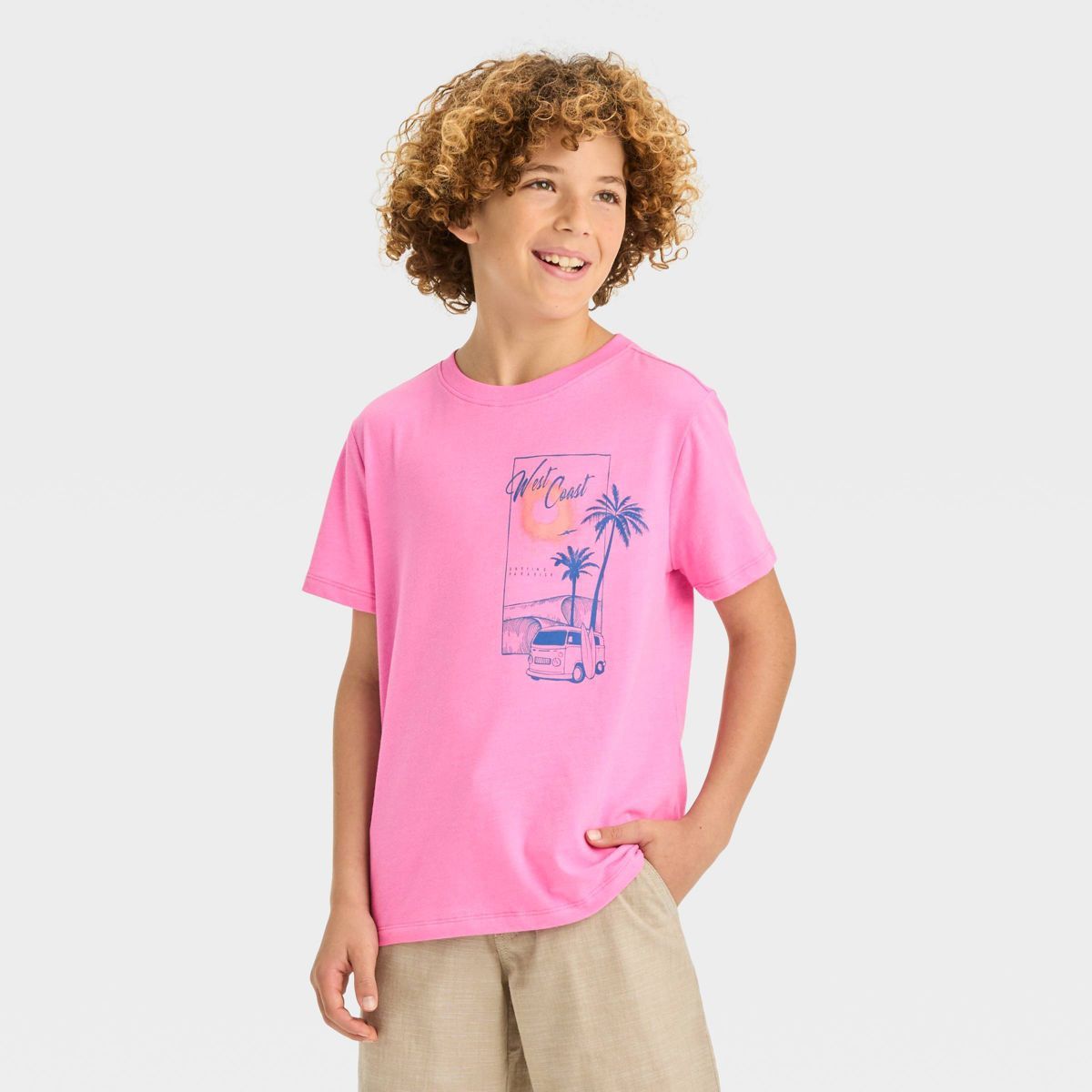 Boys' Short Sleeve 'West Coast' Graphic T-Shirt - Cat & Jack™ Pink | Target