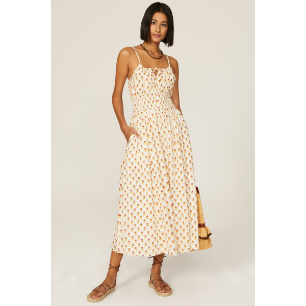 Madewell Cami Midi Dress cream-multicolored-print | Rent the Runway