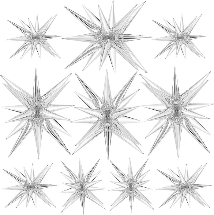 10 Pcs Silver Star Balloons Explosion Balloons Foil Cone Balloon Magic for Birthday Wedding Anniv... | Amazon (US)