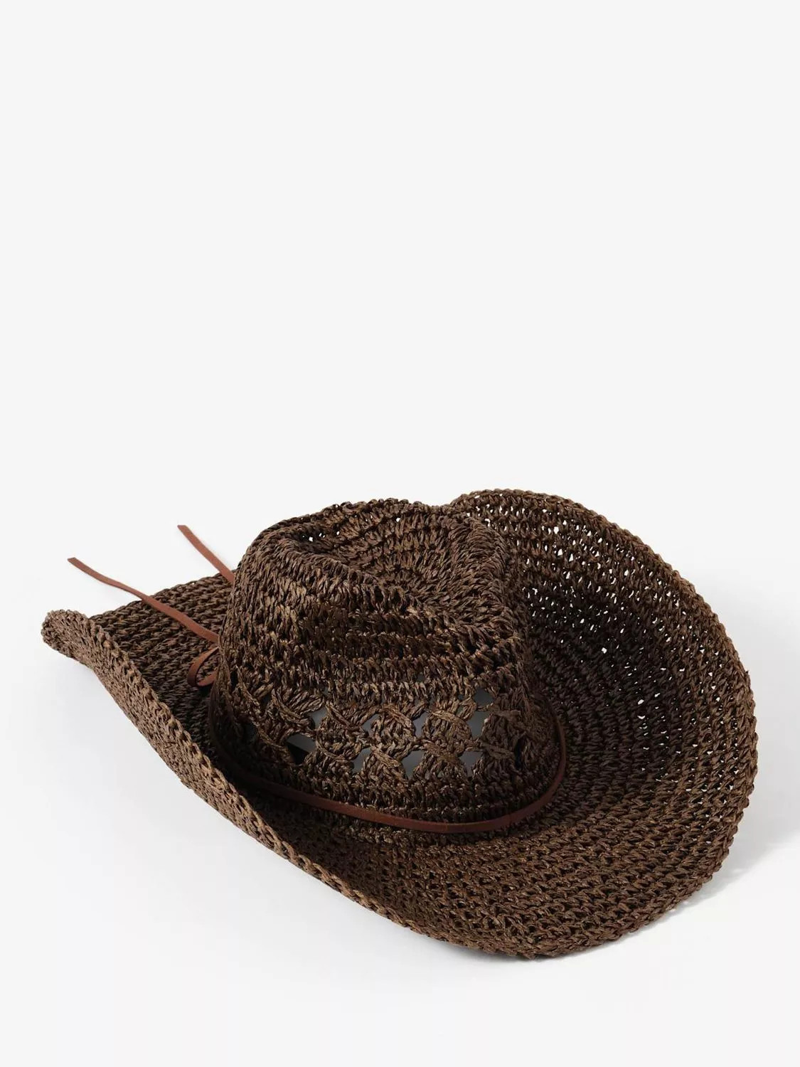 Mint Velvet Straw Cowboy Hat, Brown | John Lewis (UK)