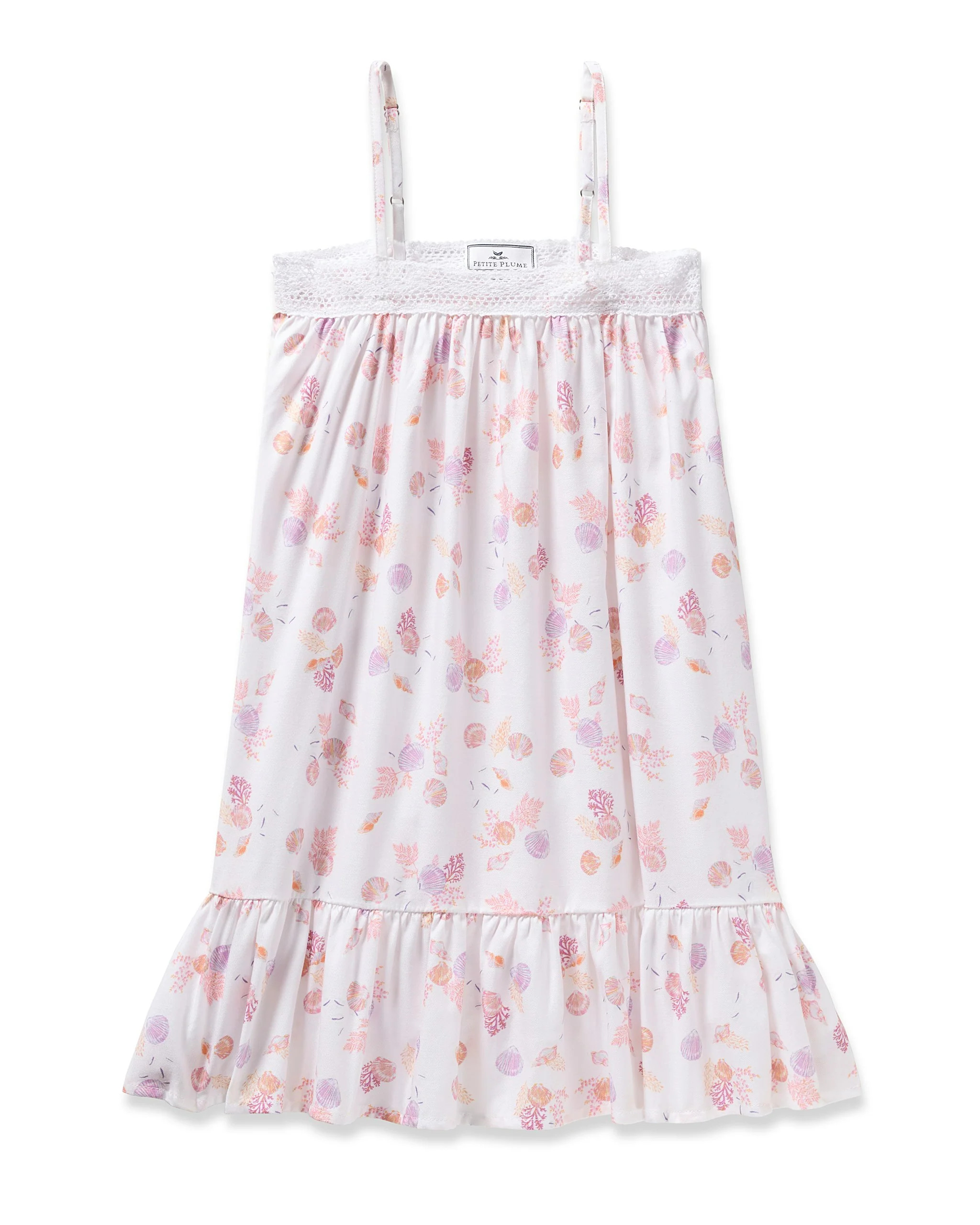 Girl's Twill Lily Nightgown in Seashell Splendor | Petite Plume