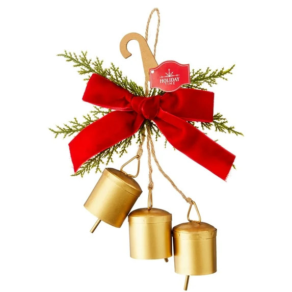 Gold Bells with Bow Christmas Ornament, 9", by Holiday Time | Walmart (US)