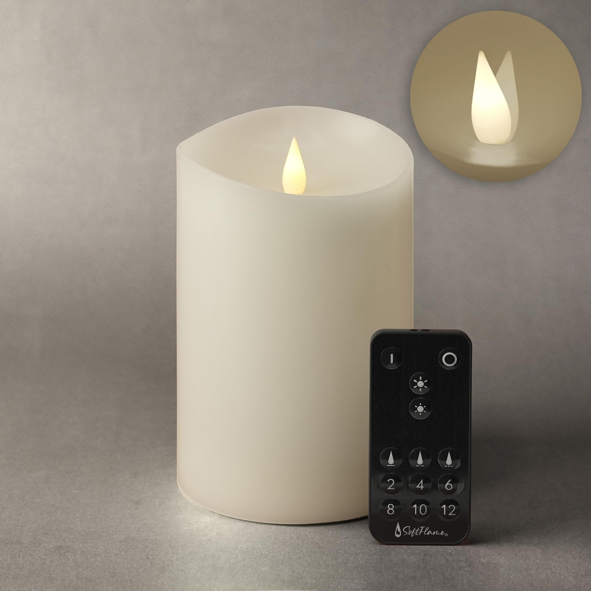 Flameless LED Candles with Remote Control, 4"x 6.25"Flickering 3D Moving Flame Battery Operated C... | Amazon (US)