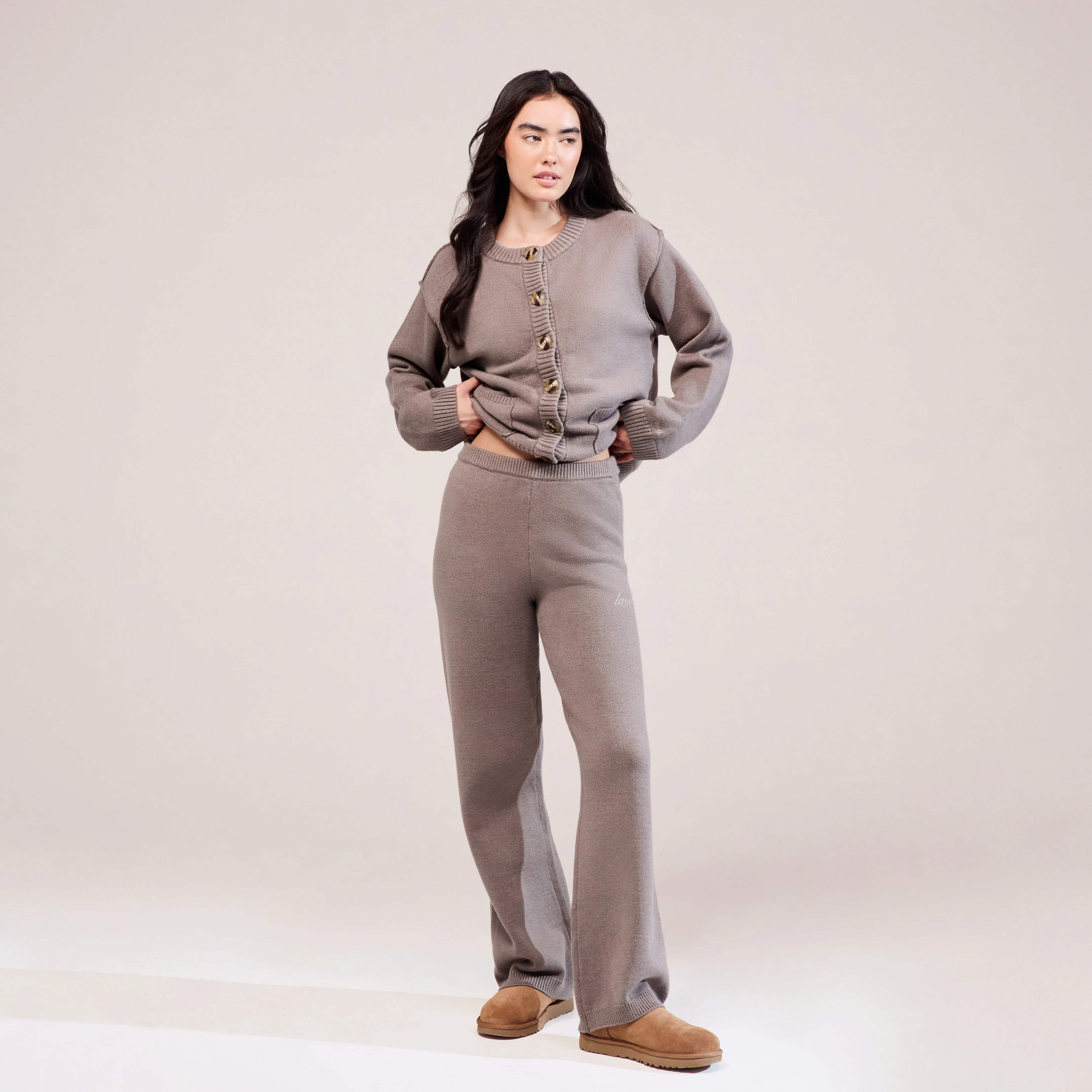 Soft Knit Wide Leg Trousers | Mocha | LOVALL