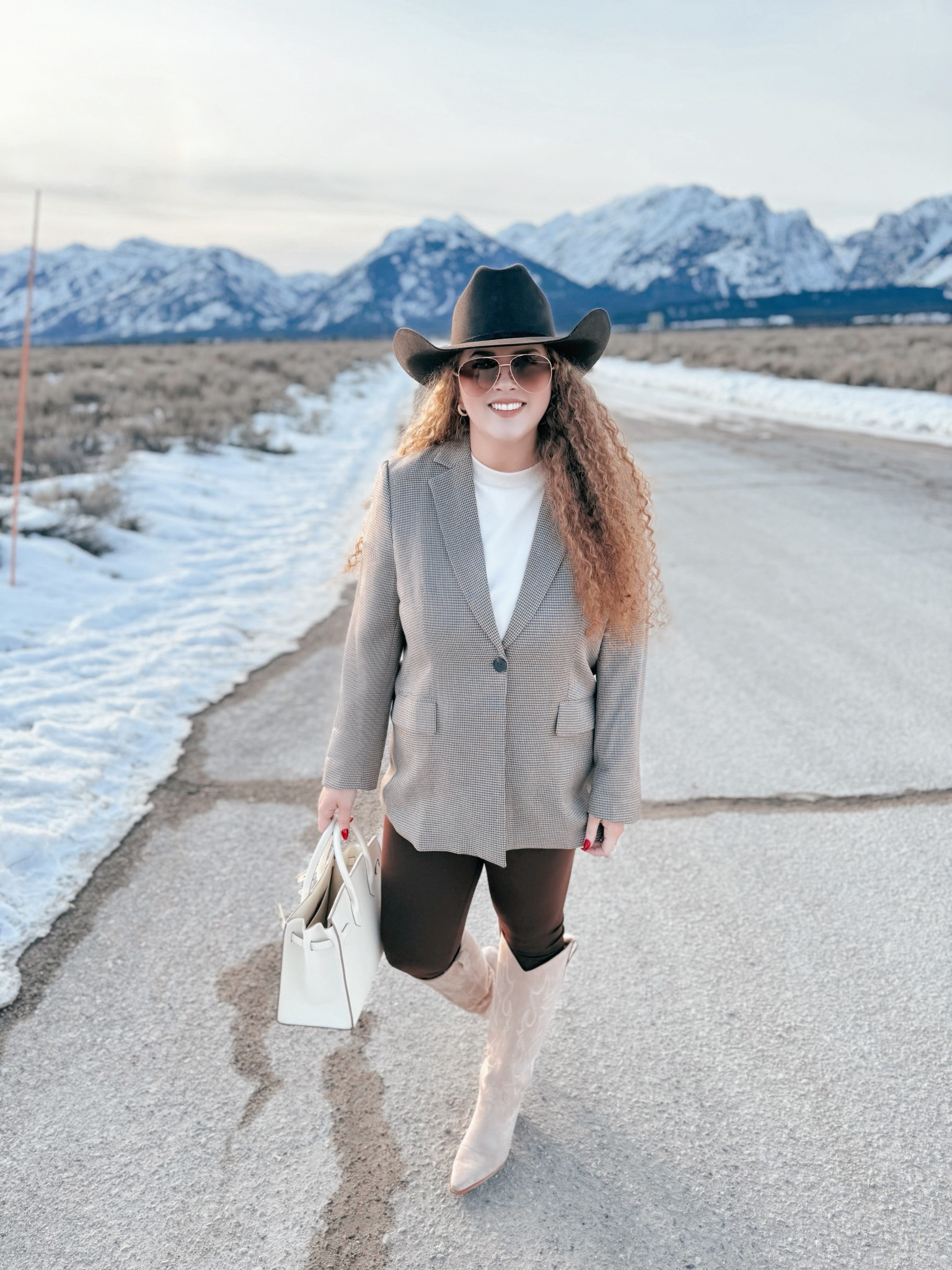 A little western moment 🤎 This outfit just felt like me 🙌🏻 Cozy, neutral, and a little bit cowgirl. One of those looks that feels put together without trying too hard✨ western outfit | western style outfit | cowgirl outfit | western chic | boho western style | neutral outfit inspo | brown neutral outfit | houndstooth blazer outfit | brown houndstooth blazer | cream sweater outfit | brown leggings outfit | fleece lined leggings | winter leggings outfit | cowgirl boots outfit | beige cowgirl boots | western hat outfit | brown cowgirl hat | western fashion inspo | cozy winter outfit | neutral winter style | elevated casual outfit | amazon fashion finds | everyday western wear | boho outfit inspo | western aesthetic | winter outfit ideas | neutral aesthetic fashion | brown and cream outfit | neutral layering outfit | classic western style | casual western outfit

#LTKMidsize #LTKgrwm #LTKootd