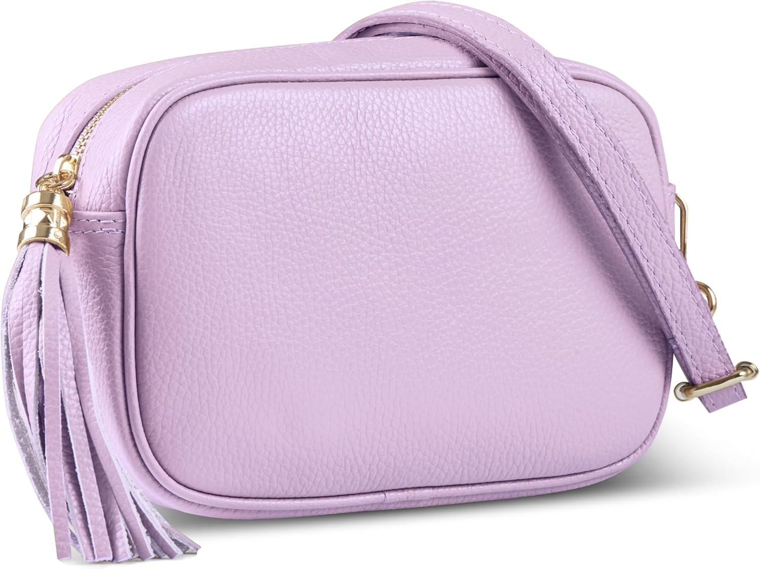Italian Full-Grain Leather Crossbody Bag for Women, Small Purse (Lilac) | Amazon (US)
