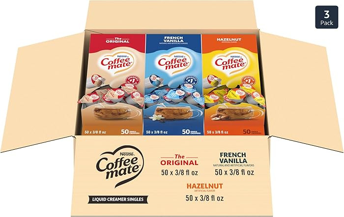 Nestle Coffee mate Creamer Singles Variety Pack, Original, French Vanilla, Hazelnut, Non Dairy, N... | Amazon (US)