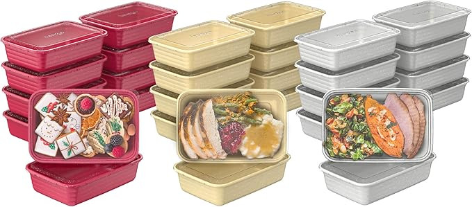 Bentgo Prep 60-Piece Holiday Food Storage Set - 1-Compartment Meal Prep Containers, 4-Cup Capacit... | Amazon (US)
