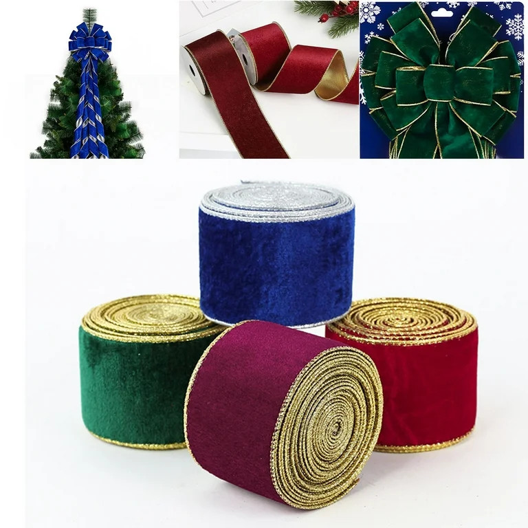 Christmas Clearance! Velvet Wired Ribbon Velvet Ribbon for Gift Wrapping, 78x2.48 Inch | Walmart (US)