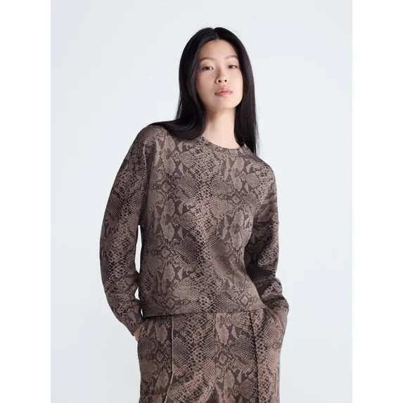 Scoop Women's and Women's Plus Scubaknit Cropped Sweatshirt with Drop Sleeves, Sizes XS-4X | Walmart (US)