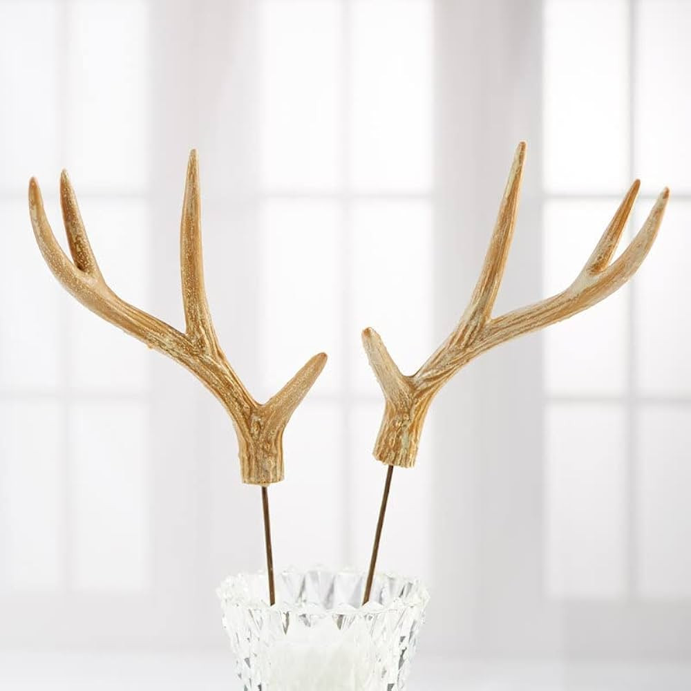 Set of 4 Faux Deer Antler Picks by Factory Direct Craft - Pack of 4 Random Right and Left Reindee... | Amazon (US)