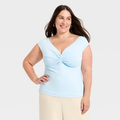 Women's Twist Tank Top - A New Day™ Light Blue XXL | Target