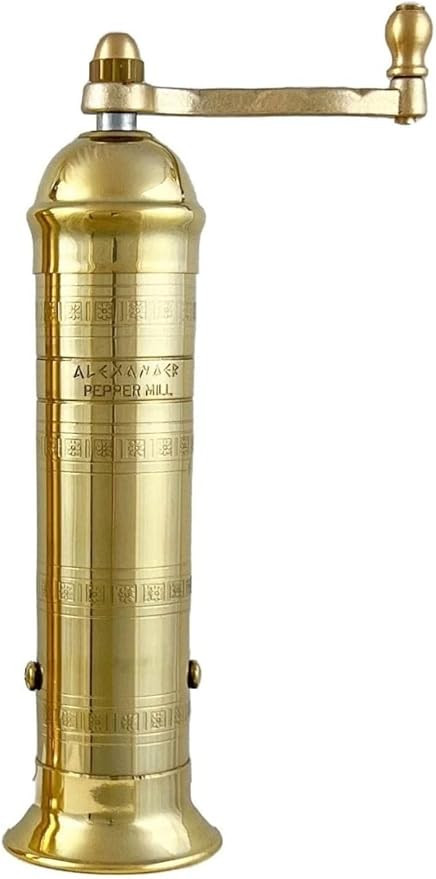 European Brass 8" Pepper Mill Handcrafted Manuel Brass Pepper Spice Mill Adjustable Coarseness & ... | Amazon (US)