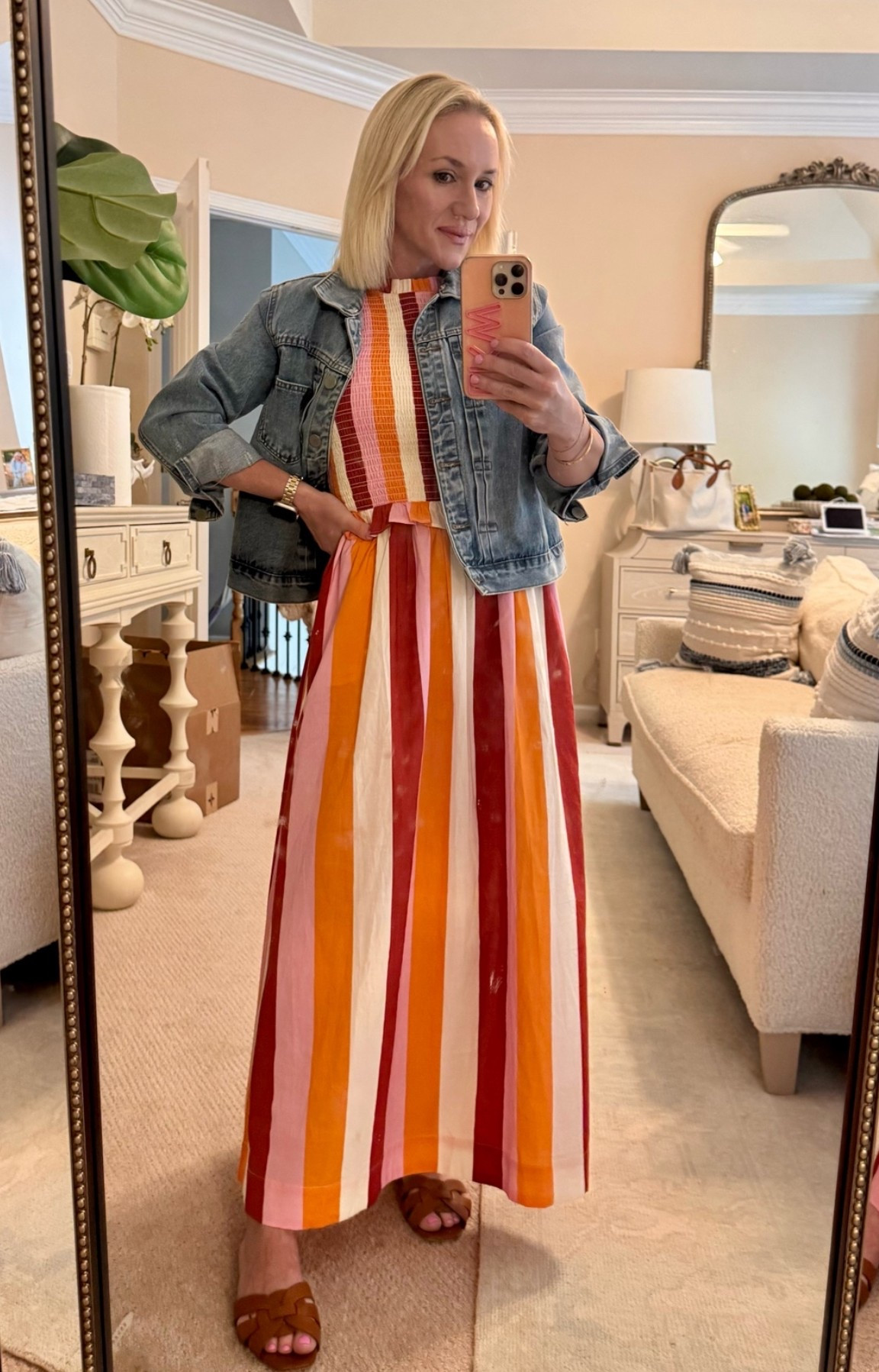 Maxi dress size XS.
Tuckernuck. Petite style.
Jean jacket. Striped maxi dress.

#LTKSeasonal #LTKootd #LTKPetite
