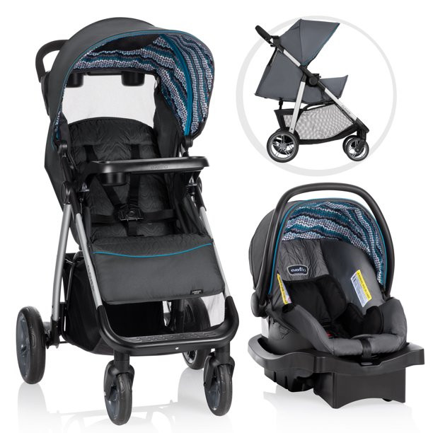Evenflo Clover Sport Travel System Stroller, Atlantic Chevron Blue | Walmart (US)