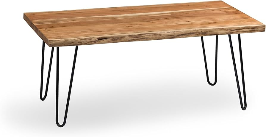 Alaterre Furniture 42-Inch Coffee Table with Metal Hairpin Legs and Natural Live Edge Acacia Wood... | Amazon (US)