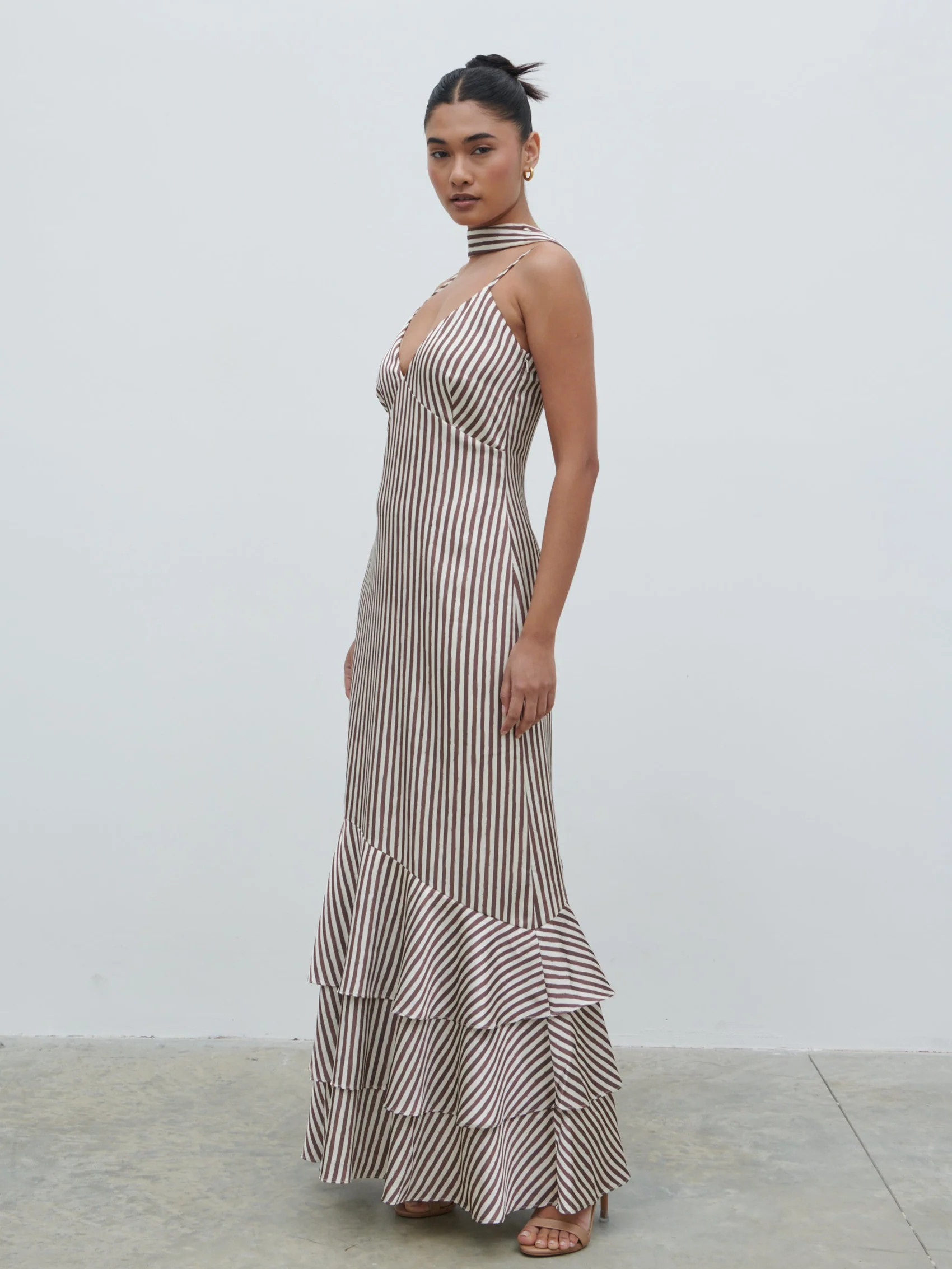 Serita V Neck Tiered Maxi Dress | Pretty Lavish (UK)