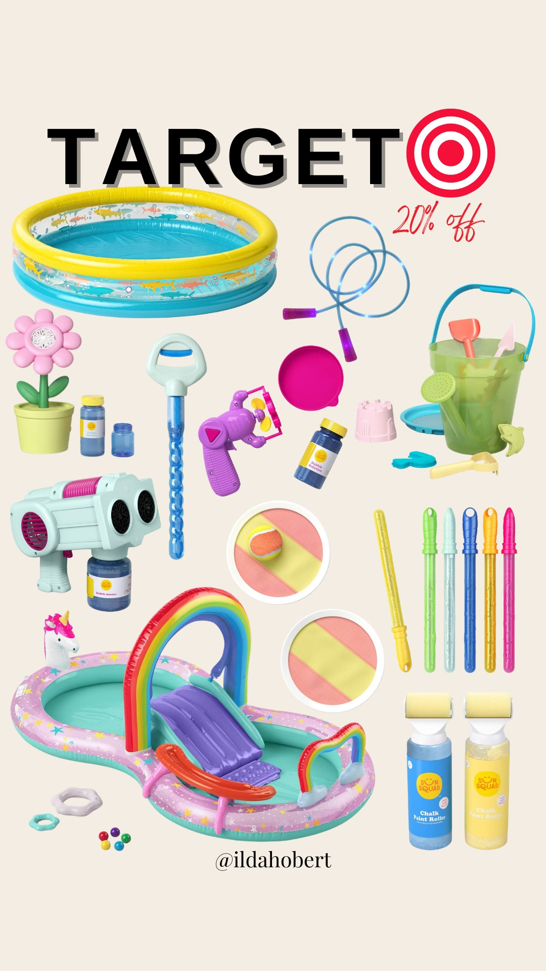 Target summer fun finds are 20% off right now! ☀️💦 Perfect for backyard play, pool days, bubbles, sidewalk chalk, water toys + keeping the kids busy all summer long!

#LTKSeasonal #LTKSaleAlert #LTKKids