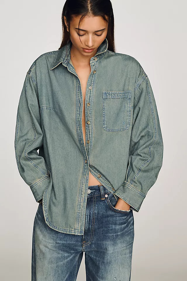 100% Cotton Denim Buttondown Shirt | Anthropologie (US)