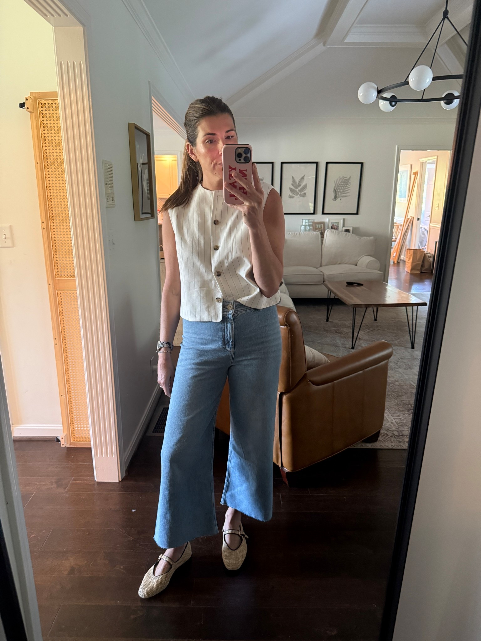 Cropped wide leg jeans + raffia flats and stripe vest. Easy summer outfit. Over 40 casual outfit ideas 

#LTKFindsUnder50 #LTKOver40 #LTKStyleTip