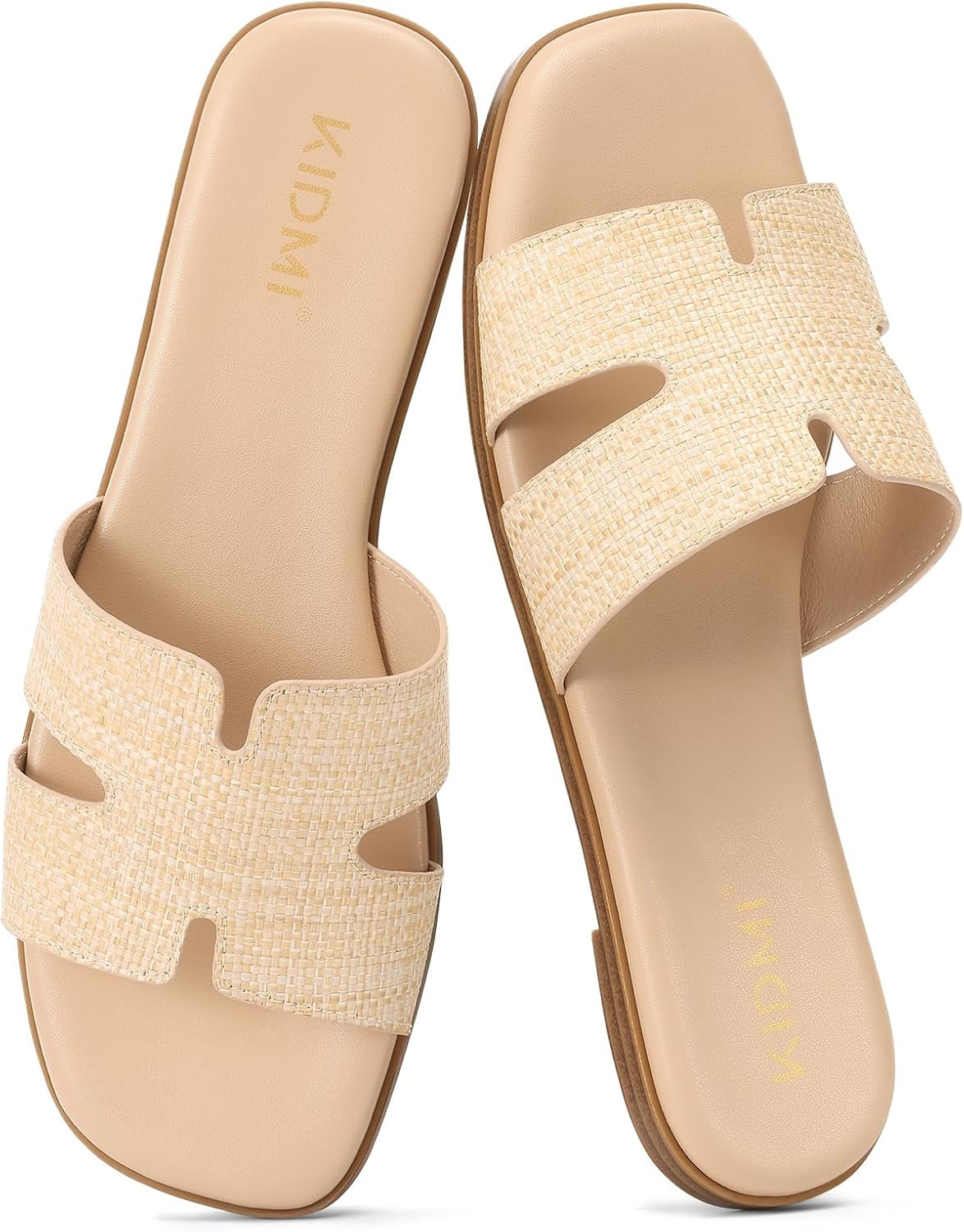 KIDMI Women's Dressy Flat Sandals Comfortable Slip On Summer Leather Slides | Amazon (US)