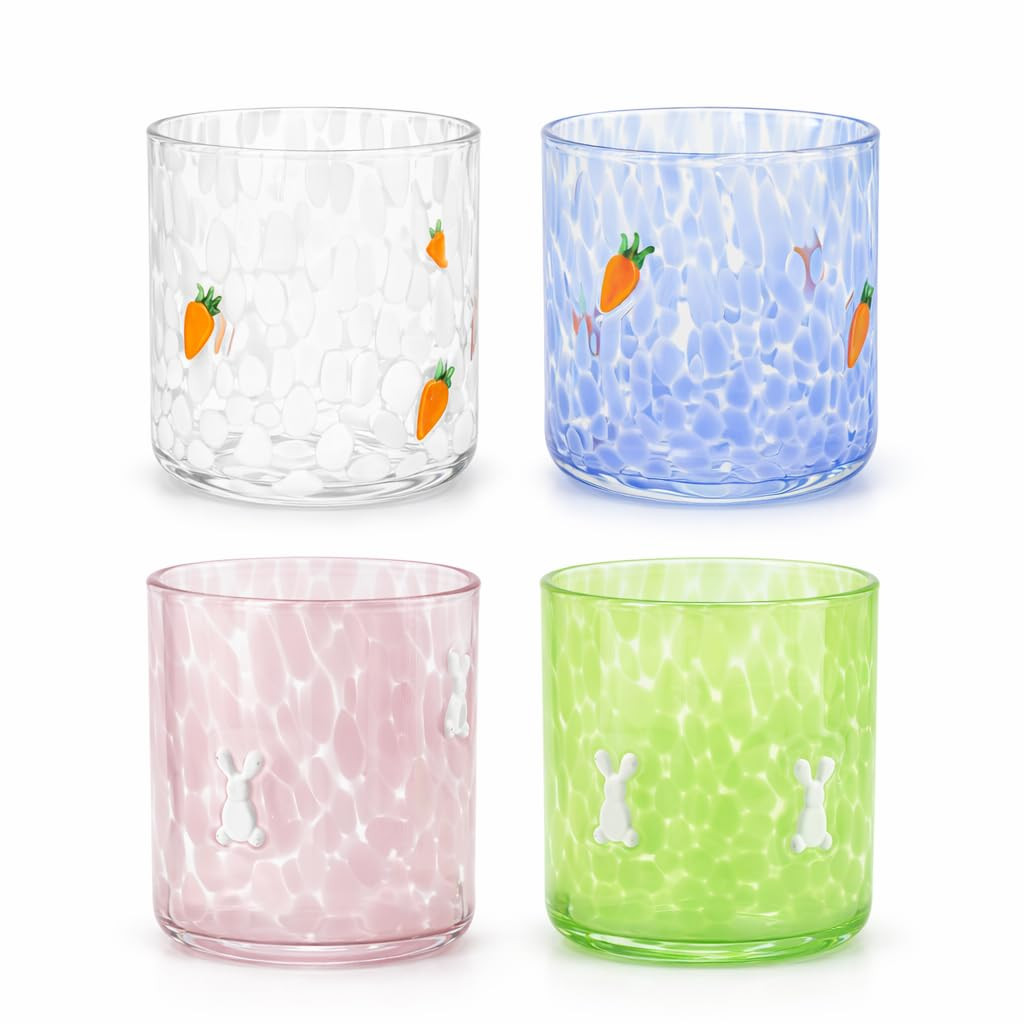 4Pcs Icon Juice Glasses, 18oz Stemless Drinking Glass with Carrot & Bunny Easter Design, Decorati... | Amazon (US)