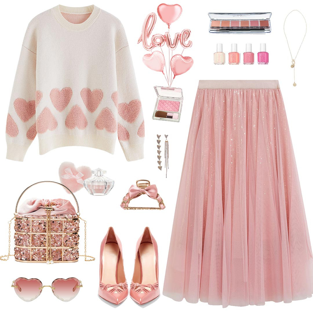 Ravishing Sequins Mesh Tulle Midi Skirt in Pink | Chicwish