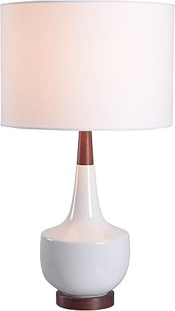 Kenroy Home 34224WH Tessa Accent Lamps, Small, White Glossy Ceramic with Wooden Base | Amazon (US)