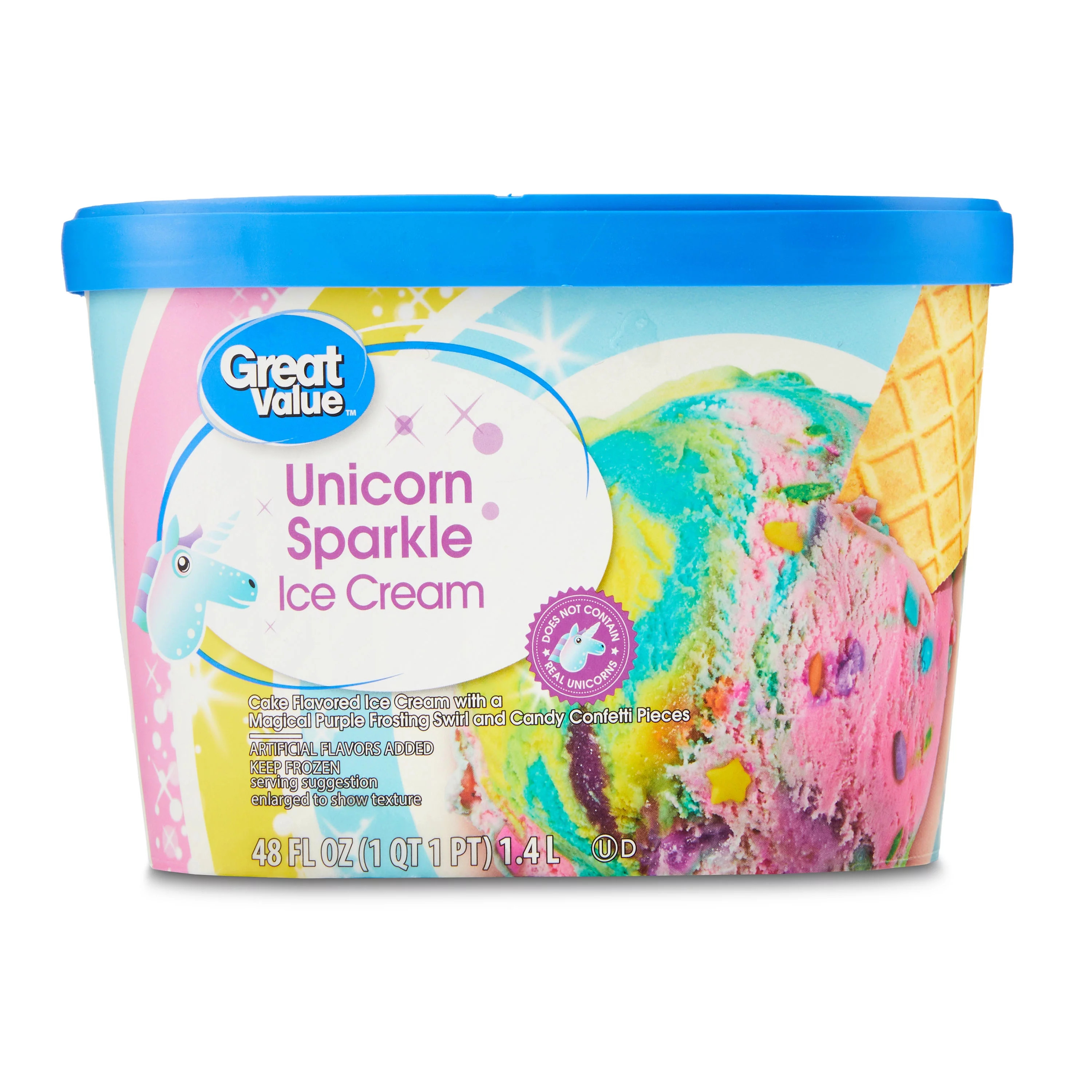 Great Value Unicorn Sparkle Ice Cream, 48 fl oz | Walmart (US)