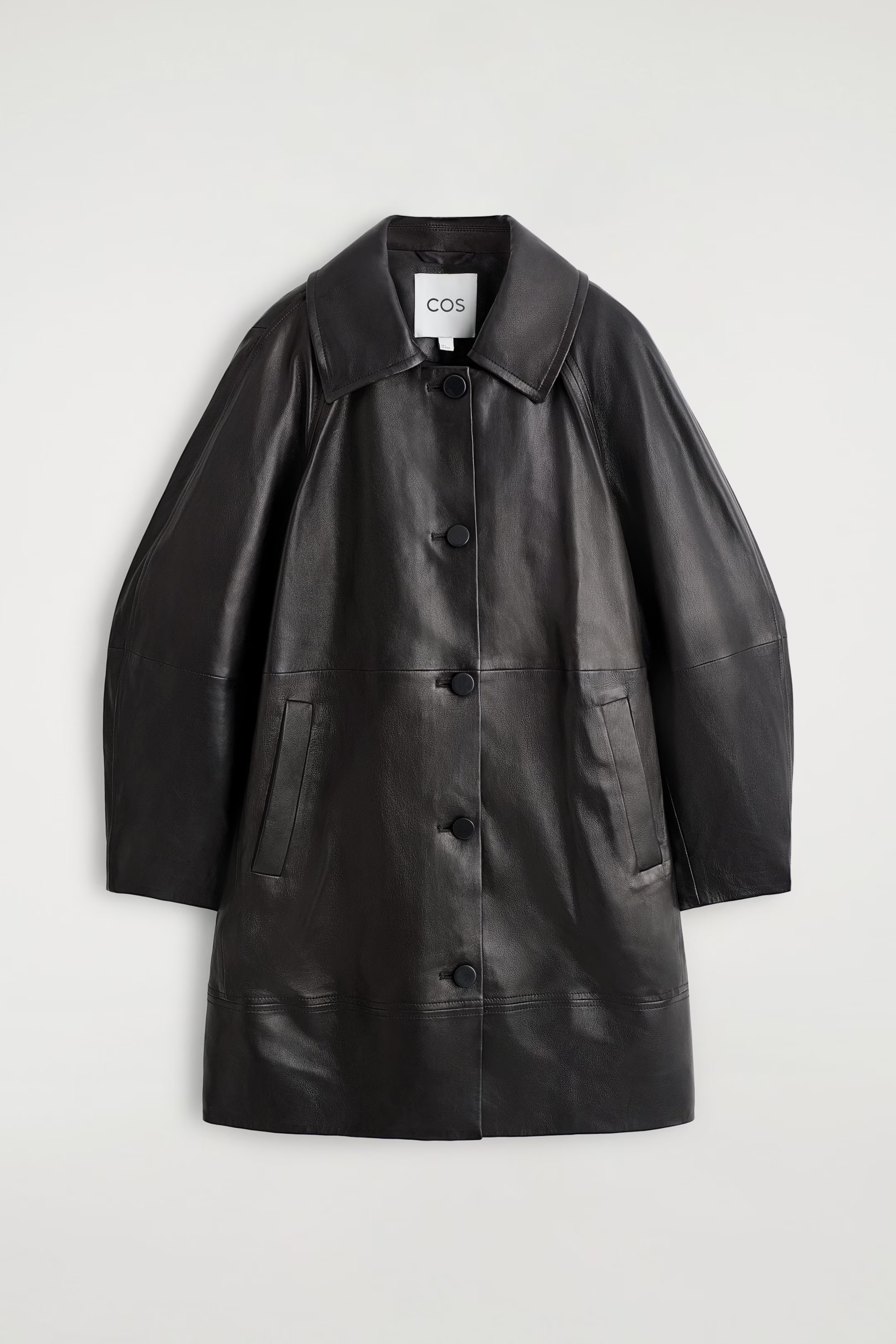 SCULPTURAL LEATHER COAT - DARK BROWN | COS | COS UK