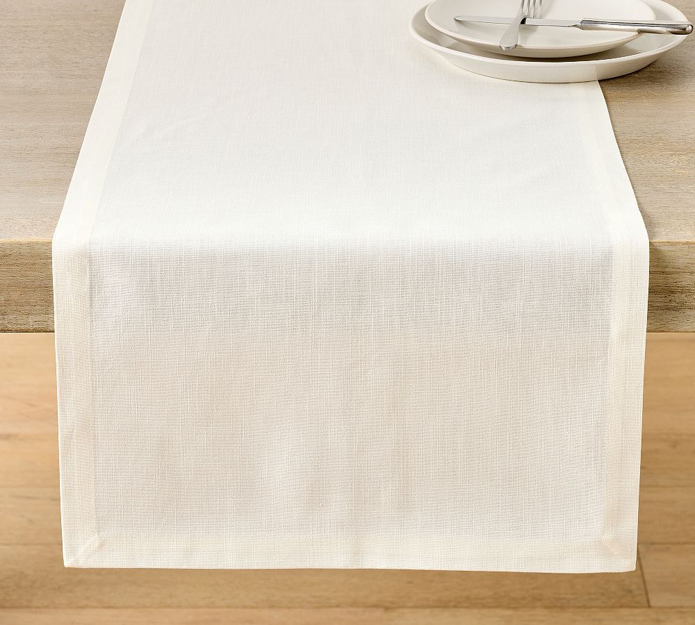 Caterer's Box Cotton Table Runner, 18"" x 108"" - White | Pottery Barn (US)