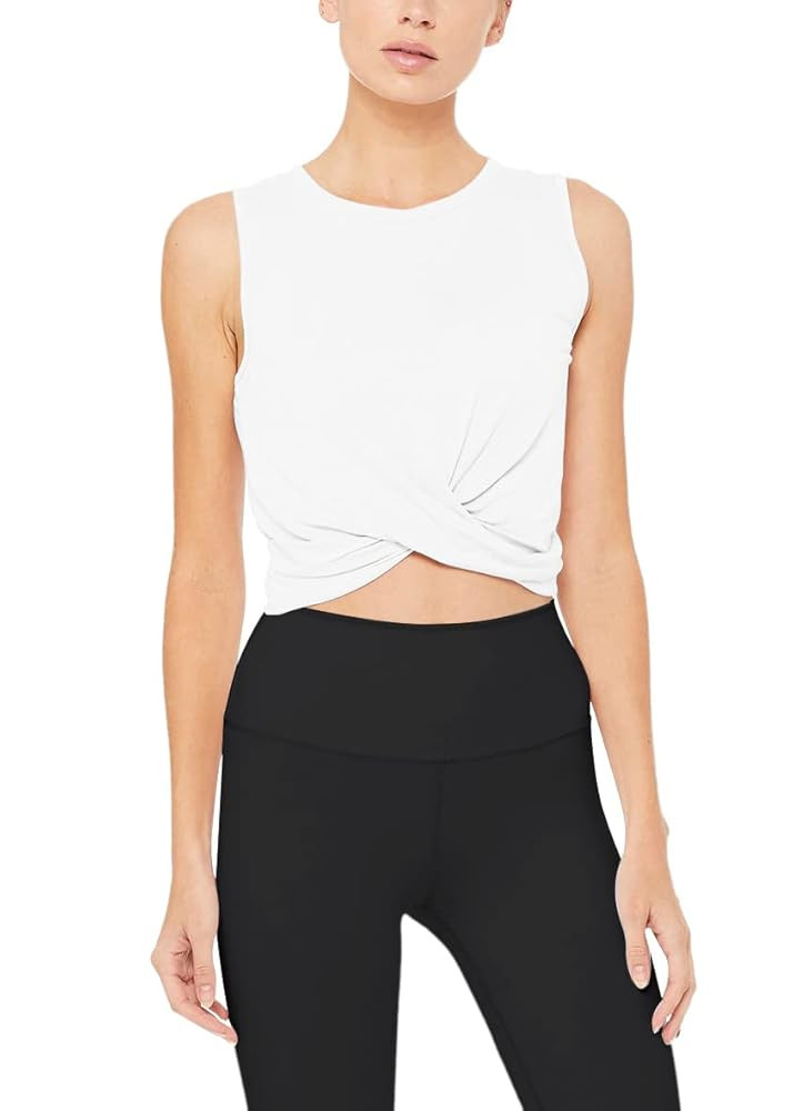 Bestisun Womens Cropped Workout Tops Flowy Gym Athleric Clothes Slim Fit Yoga Exercise Shirts | Amazon (US)