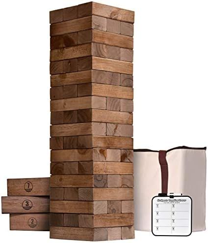 GoSports Giant Wooden Toppling Tower (Stacks to 5+ Feet) - Choose Between Natural, Brown Stain, G... | Amazon (US)