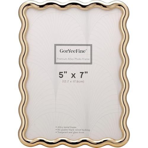 GorYeeFine 5x7'' Hi-End Zinc Alloy Gold Picture Frame with Wave Design - Modern Glamour 7x5'' Gold Picture Frames for Desktop and Wall Hanging. | Amazon (US)