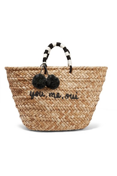 St Tropez pompom-embellished woven straw tote | NET-A-PORTER (US)