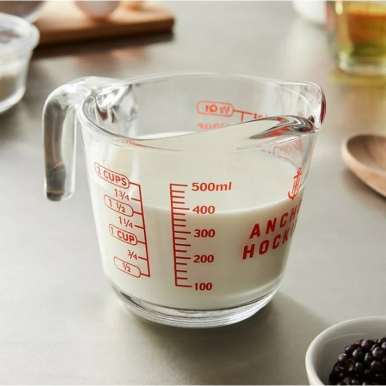 Anchor Hocking 2 Cup (16 Ounce Capacity) Glass Measuring Cup, Clear Glass with Red Lettering | Walmart (US)